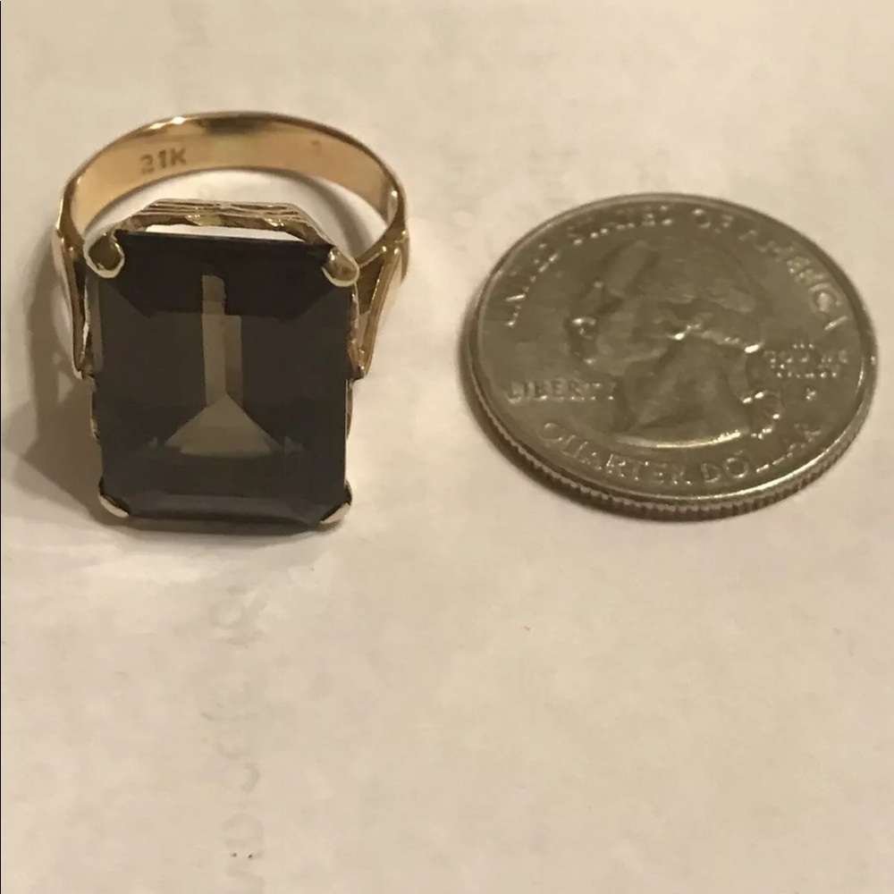 21k yellow gold black stone ring - Picture 6 of 7